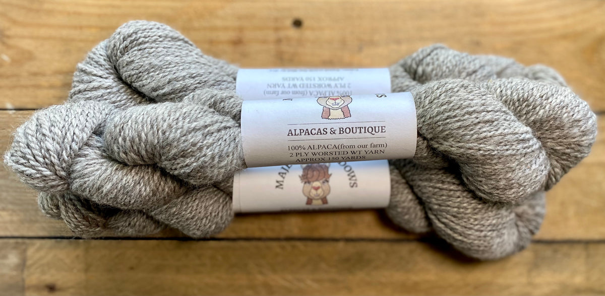 100% Alpaca Yarn 2 Ply Worsted Weight Light Silver Grey – The