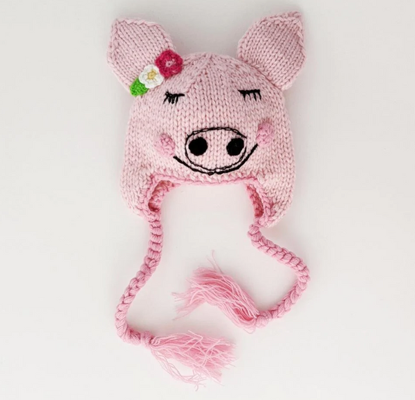 Piglet Earflap Knit Beanie Hat for Babies & Toddlers
