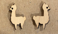 Wooden Stud Alpaca Earrings