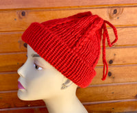 Knit Blood Orange Alpaca Messy Bun Hat
