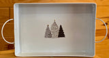 White Tray with Embossed Trees
