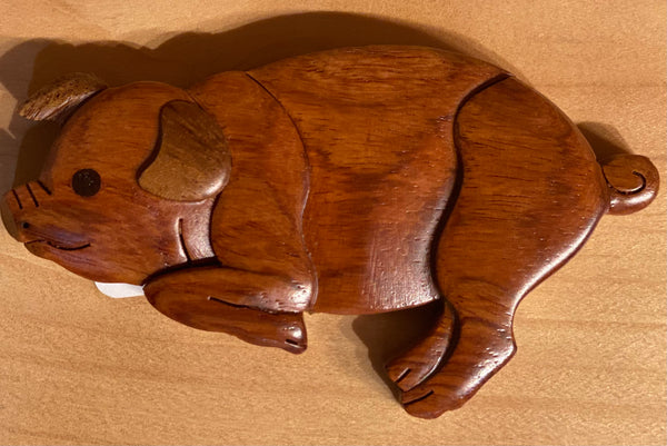 Wooden Pig Magnet