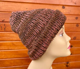 Double Knit Brown&Salmon Alpaca Toboggan Hat