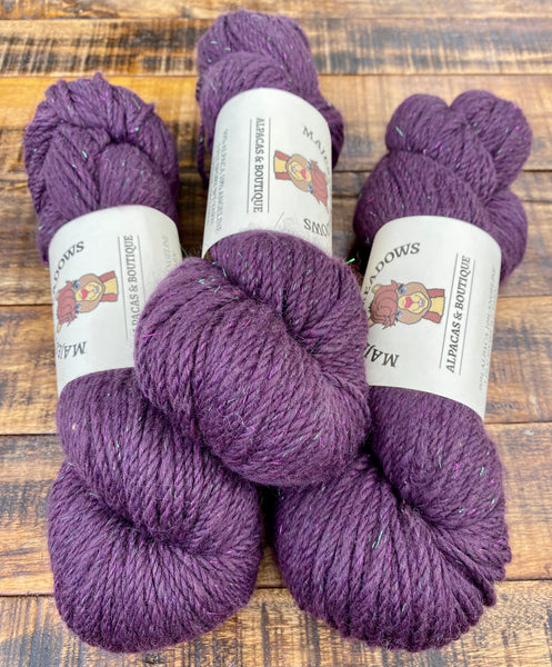 Purple with Sparkle 90% Alpaca 10% Angeline 3 Ply Sport Wt Yarn