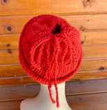 Knit Blood Orange Alpaca Messy Bun Hat