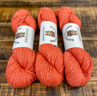 Coral with White 90% Alpaca 10% Bamboo 3 Ply Baby Wt Yarn